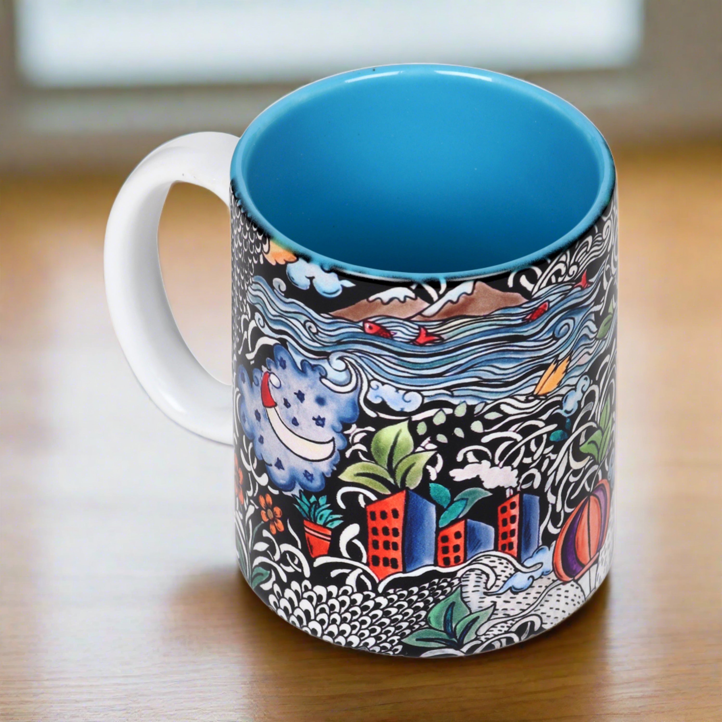 Mugs - City Life Doodle Art