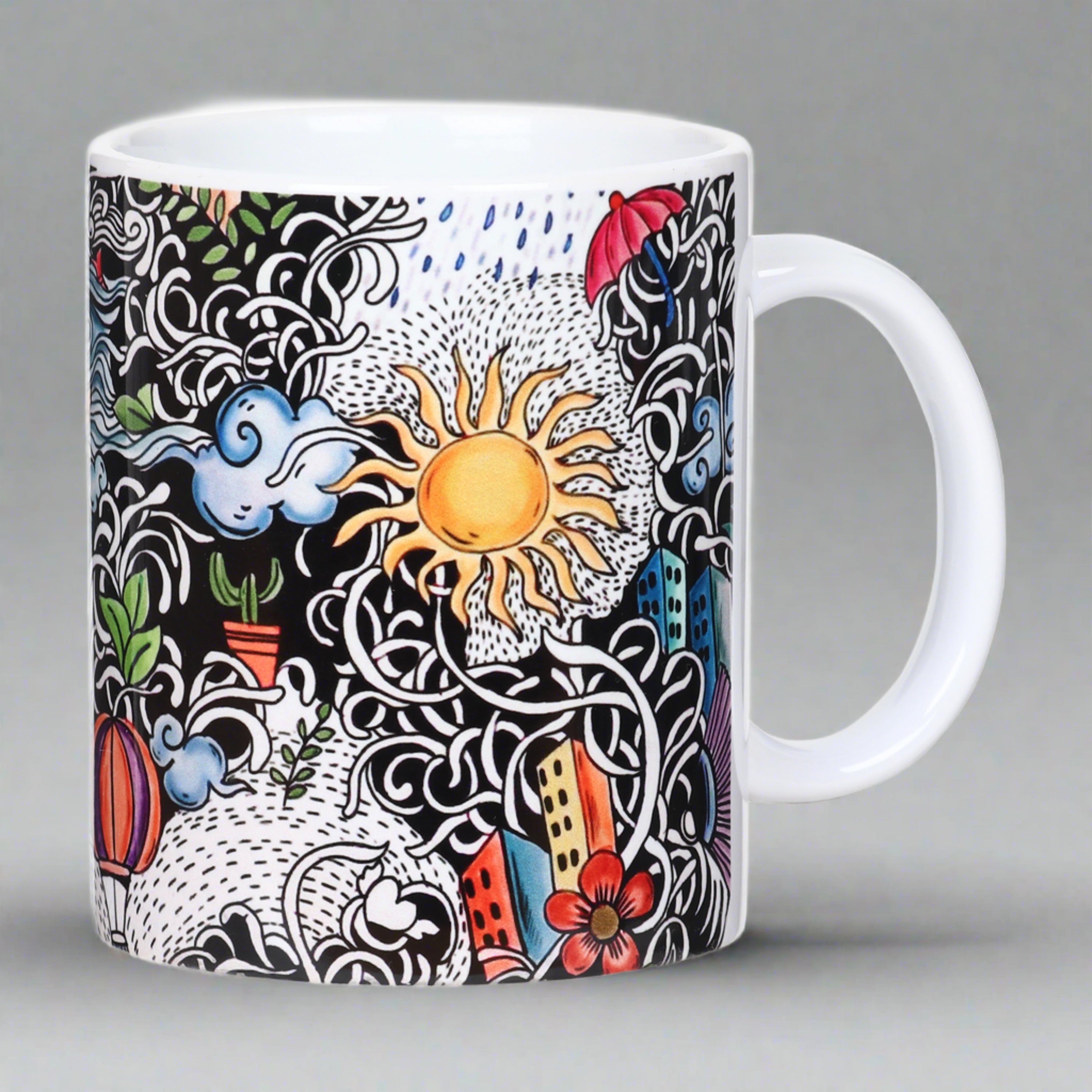 Mugs - City Life Doodle Art