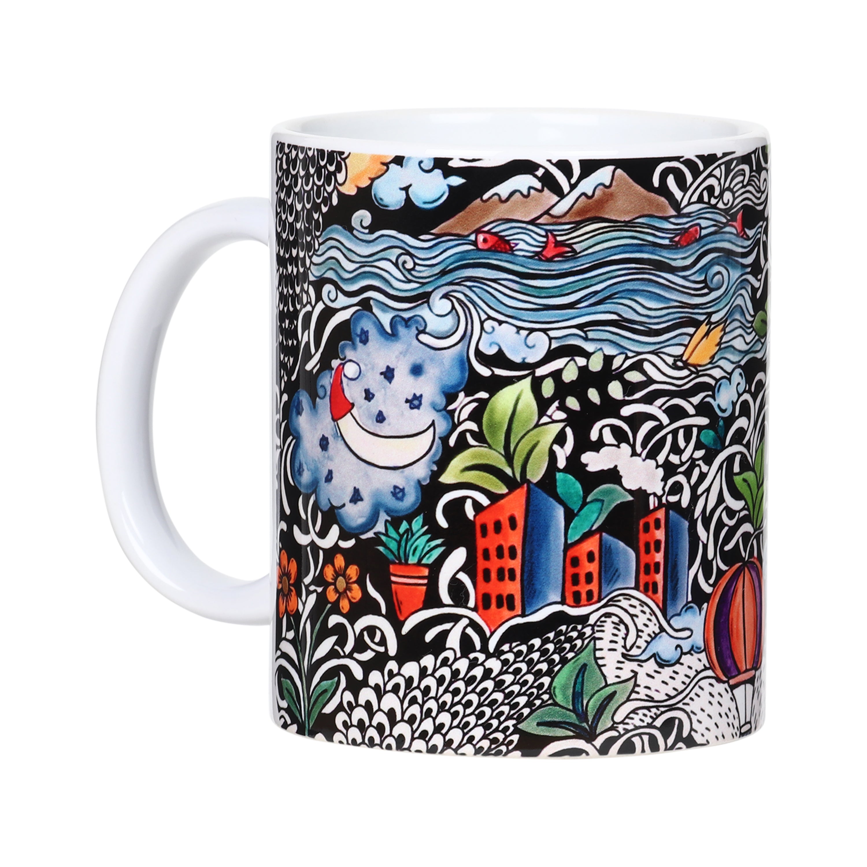 Mugs - City Life Doodle Art