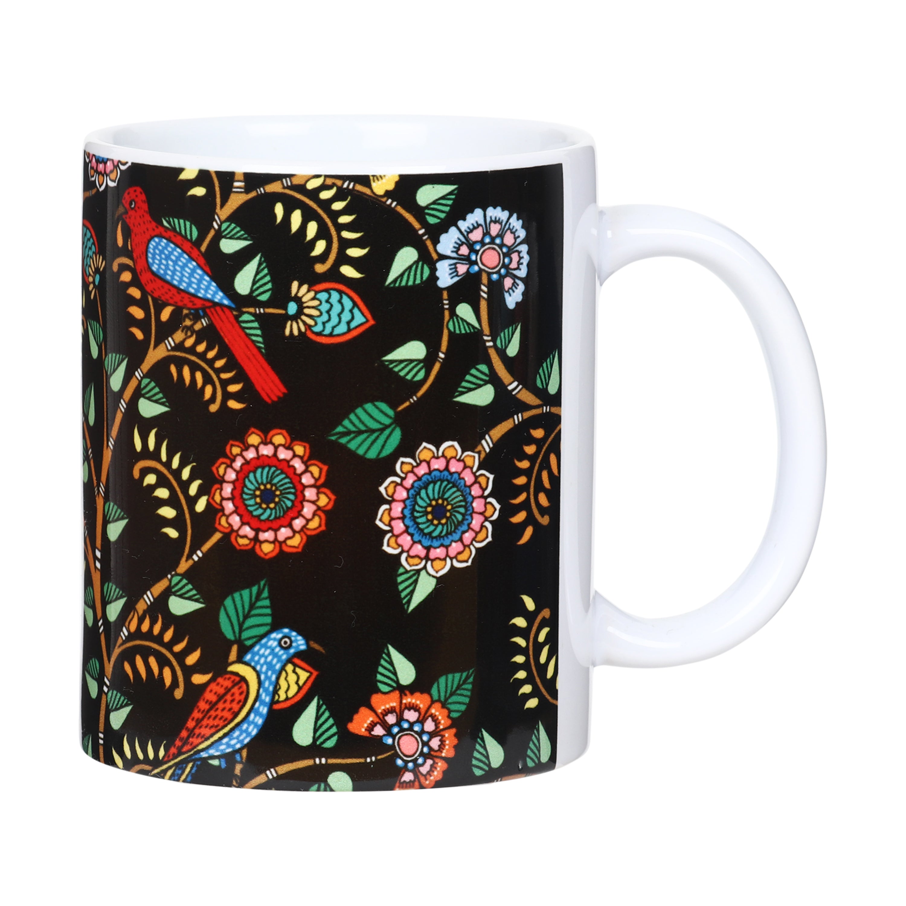 Classic Mugs - Madhubani Art Black