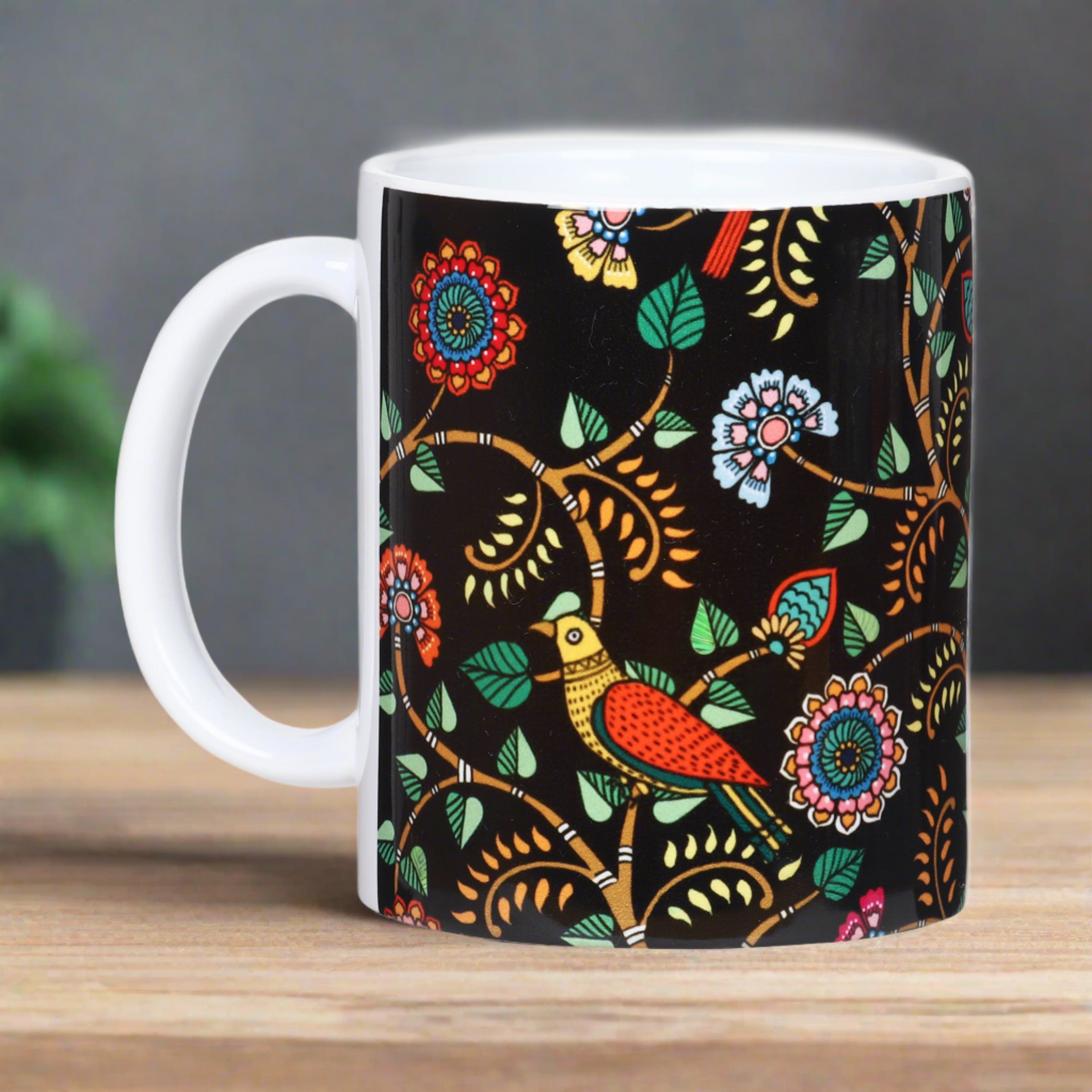 Classic Mugs - Madhubani Art Black