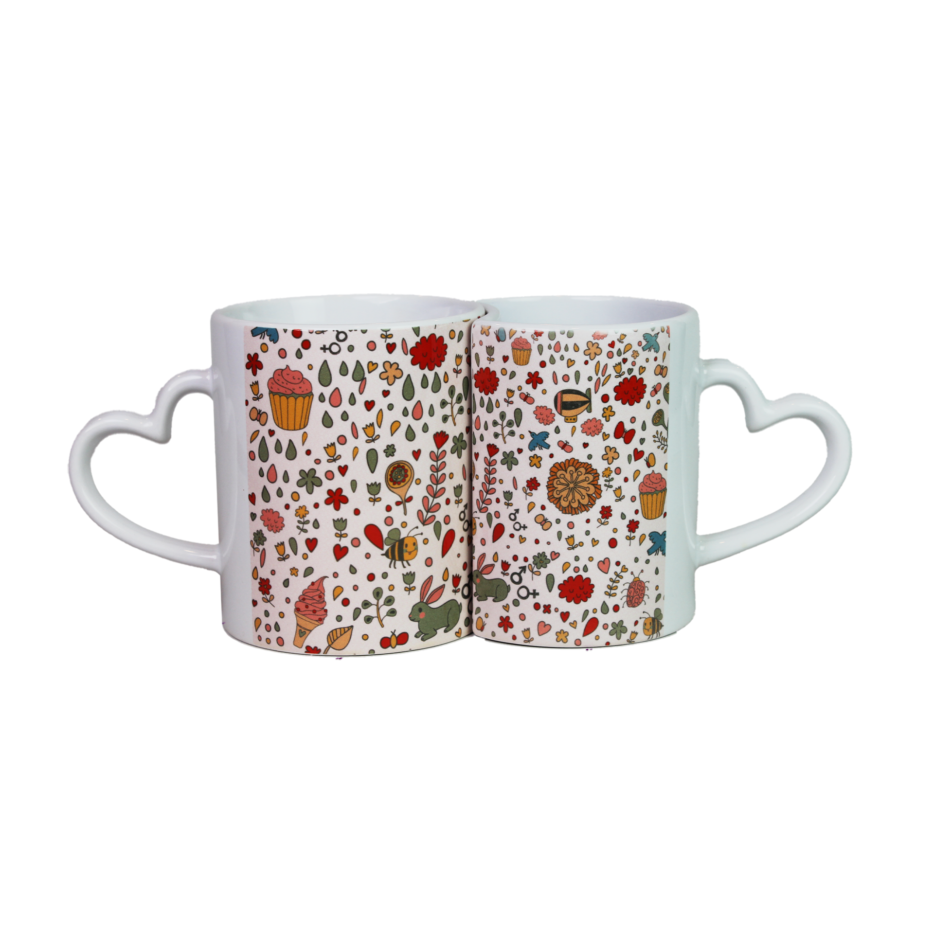 Ceramic Lover Mugs for couples, designed with heart-shaped handles and Valentine-themed prints with interlocking system for a perfect date night or gifting your loved ones .