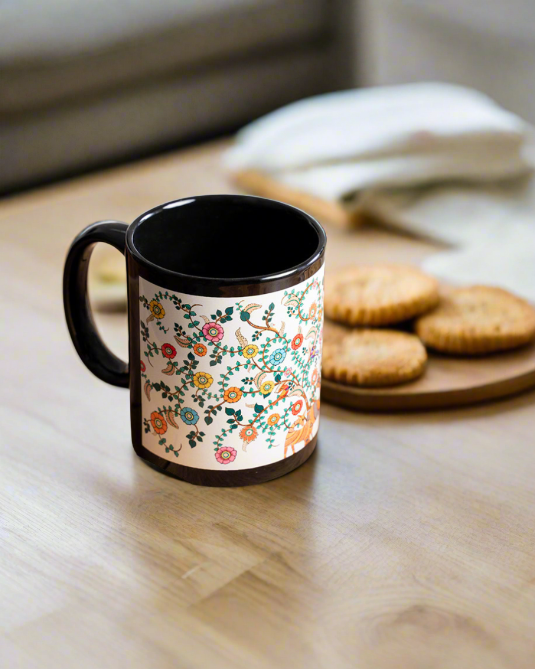 KOLOROBIA White Classic Mug| Inspired by Madhubani Art |Coffee Cups, Cappuccino Cups|Microwave Safe Coffee Mug, Tea Mug|Perfect for Gifting