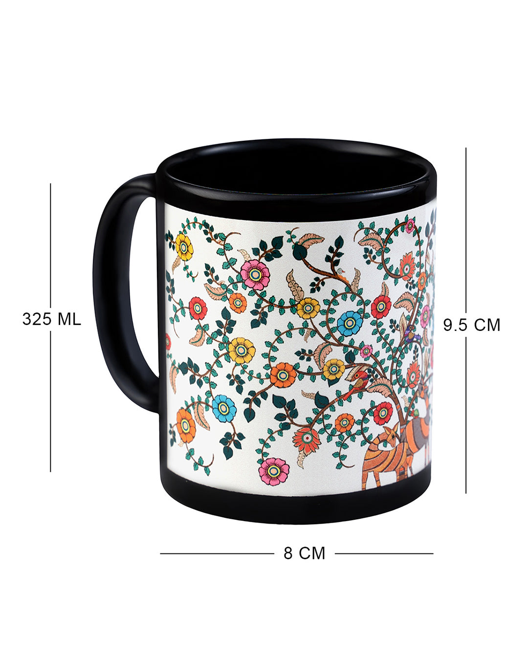 KOLOROBIA White Classic Mug| Inspired by Madhubani Art |Coffee Cups, Cappuccino Cups|Microwave Safe Coffee Mug, Tea Mug|Perfect for Gifting