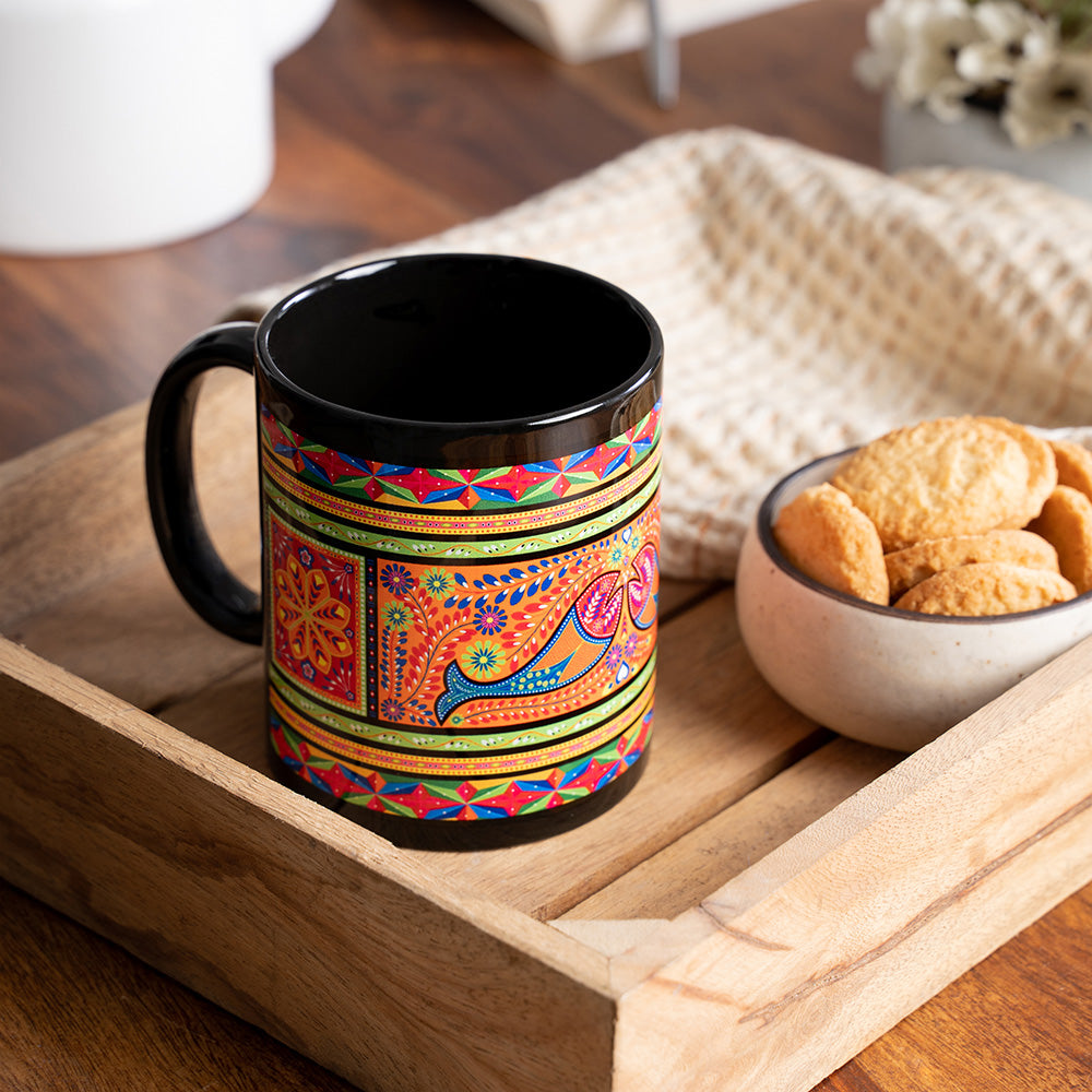 KOLOROBIA Black Classic Mug| Inspired by Truck Art |Coffee Cups, Cappuccino Cups|Microwave Safe Coffee Mug, Tea Mug|Perfect for Gifting