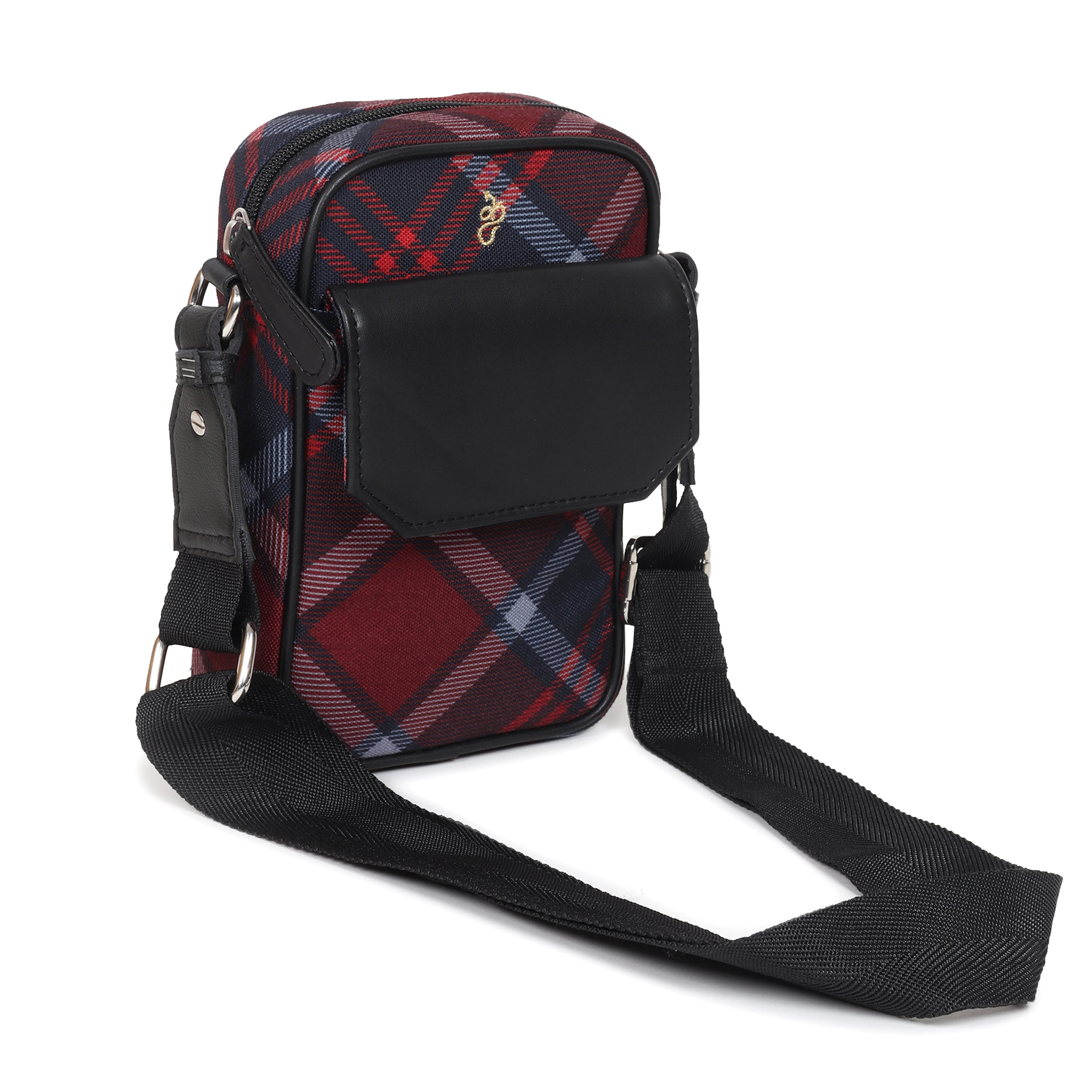 Mobile Maroon Tartan Messenger Bag