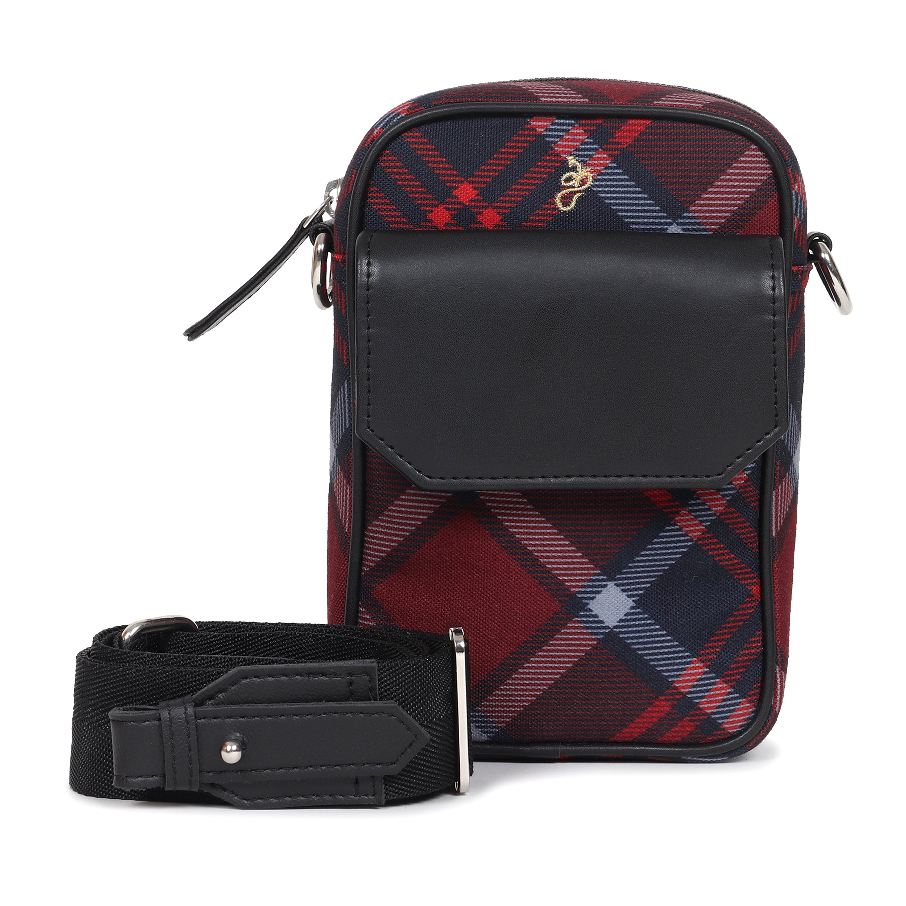 Mobile Maroon Tartan Messenger Bag