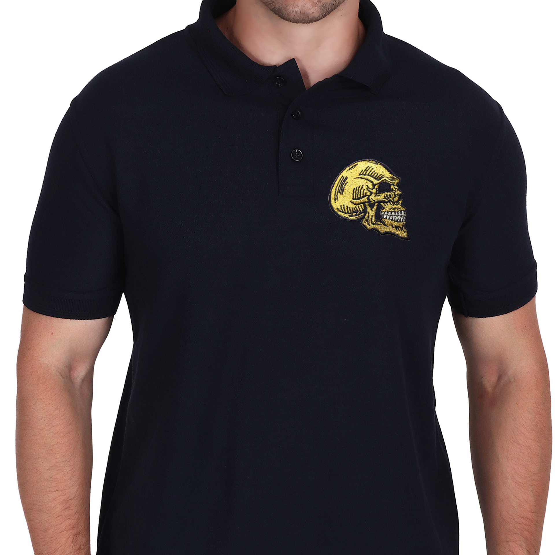 Embroidered T-Shirt - Golden Skull