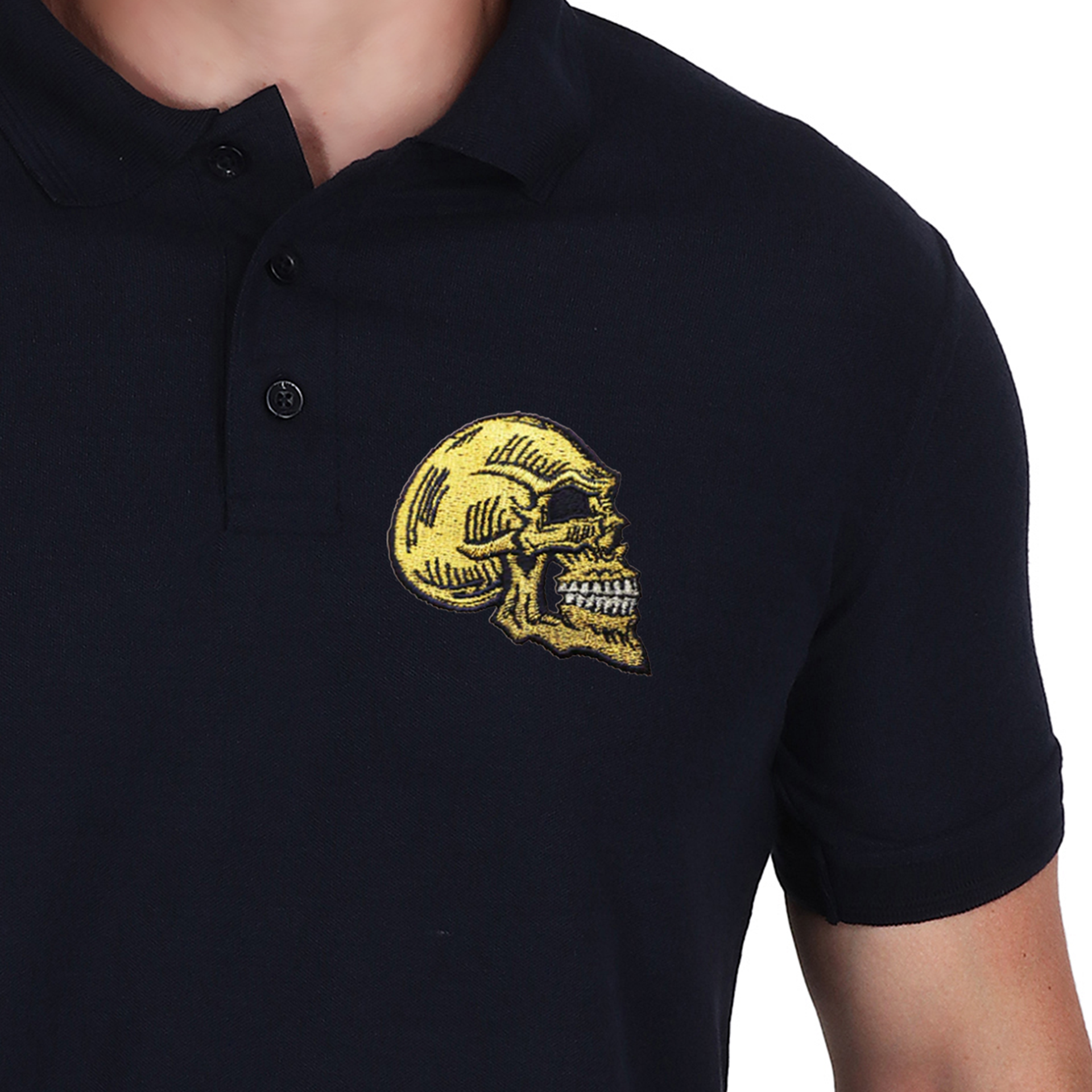 Embroidered T-Shirt - Golden Skull