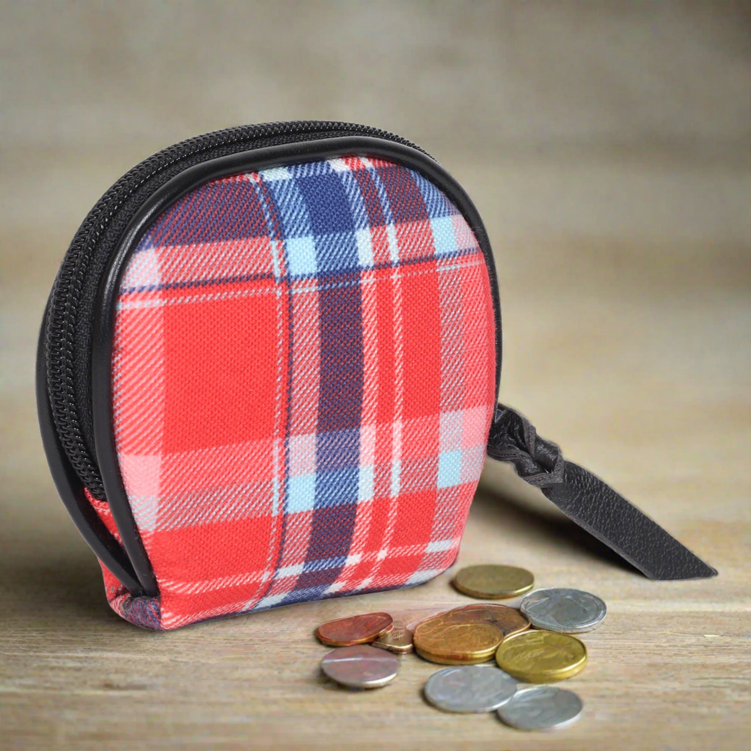 Orange Tartan Coin Pouch