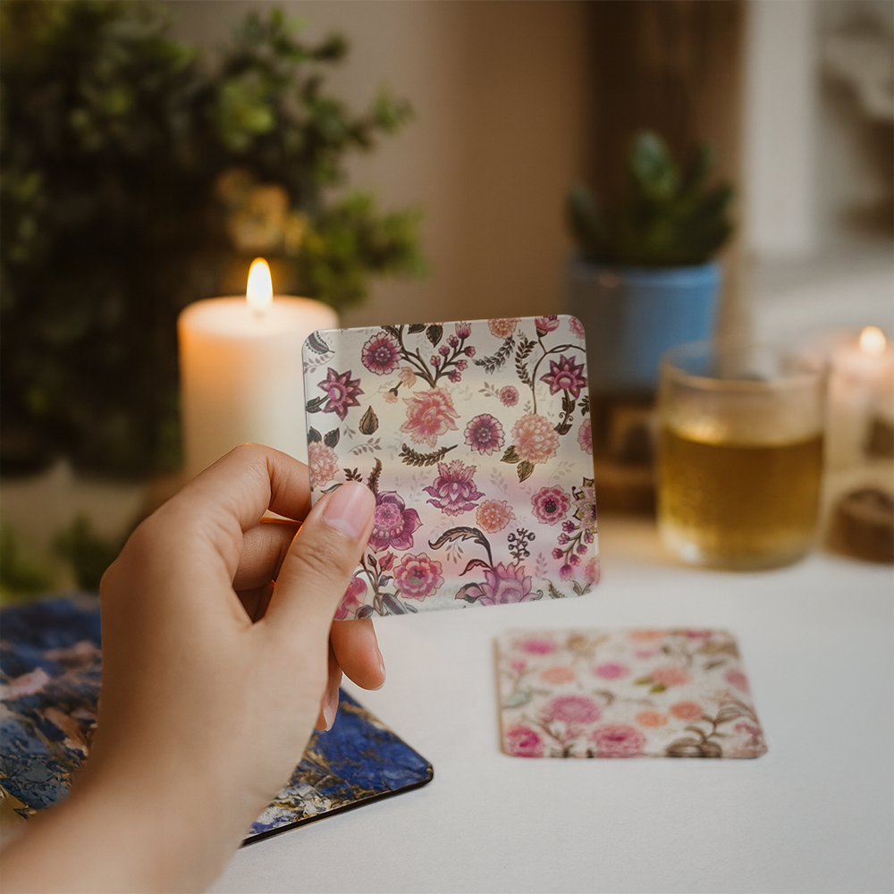 Acrylic transparent Coasters (Set of 2) - Garden Jewel Peacock