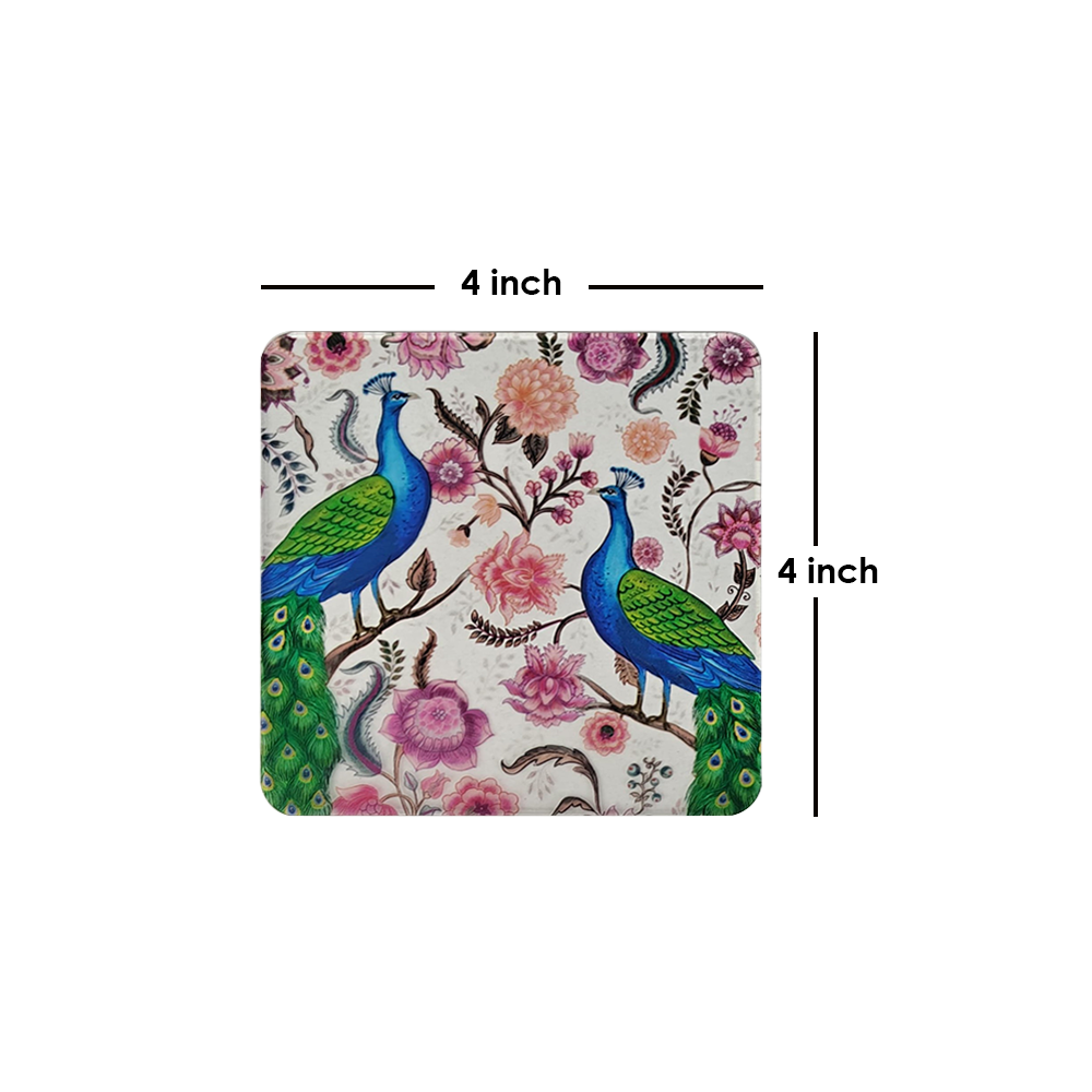 Acrylic transparent Coasters (Set of 2) - Garden Jewel Peacock