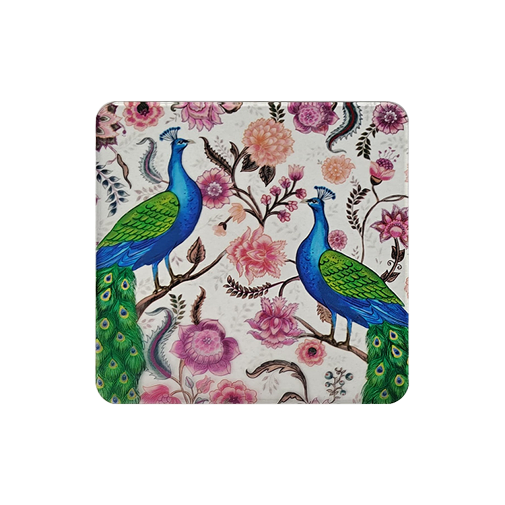 Acrylic transparent Coasters (Set of 2) - Garden Jewel Peacock