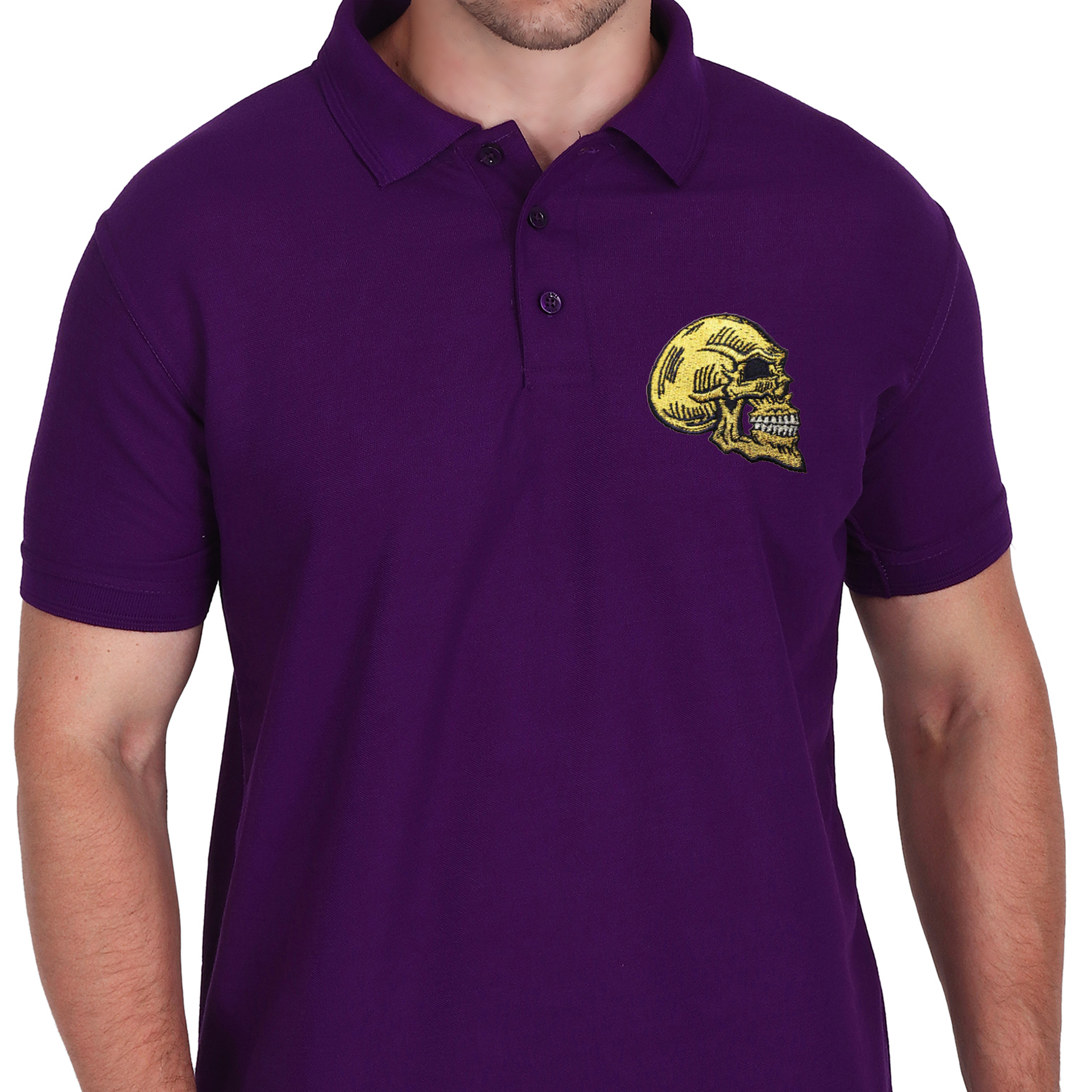 Embroidered T-Shirt - Golden Skull
