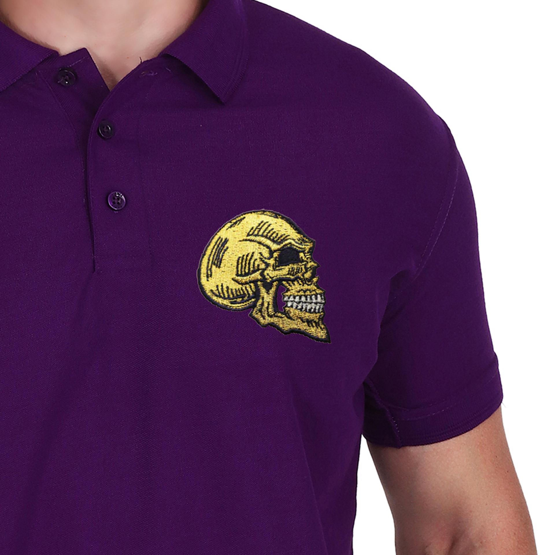 Embroidered T-Shirt - Golden Skull