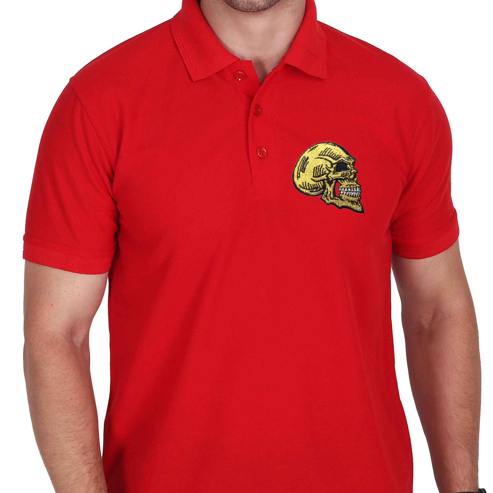 Embroidered T-Shirt - Golden Skull