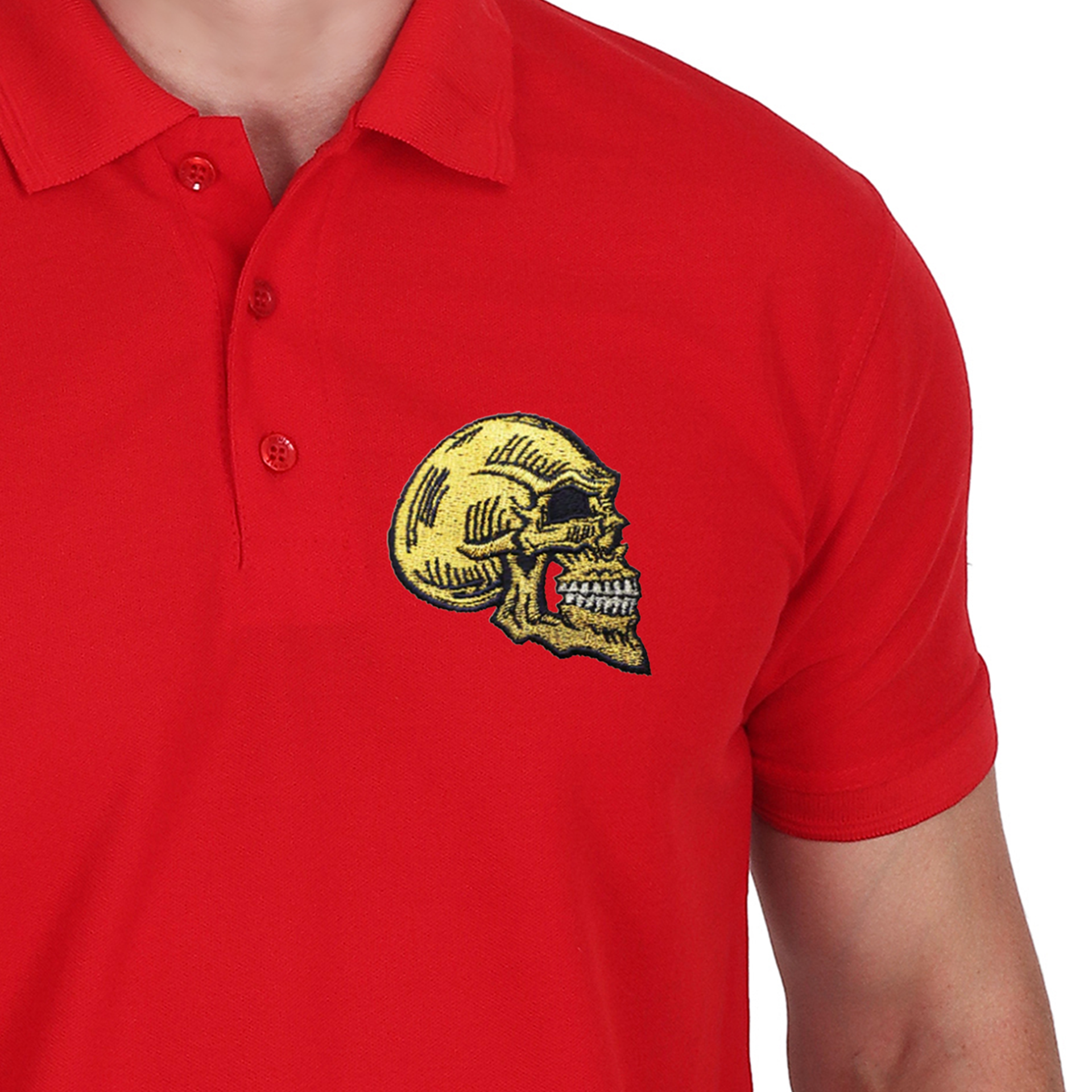 Embroidered T-Shirt - Golden Skull