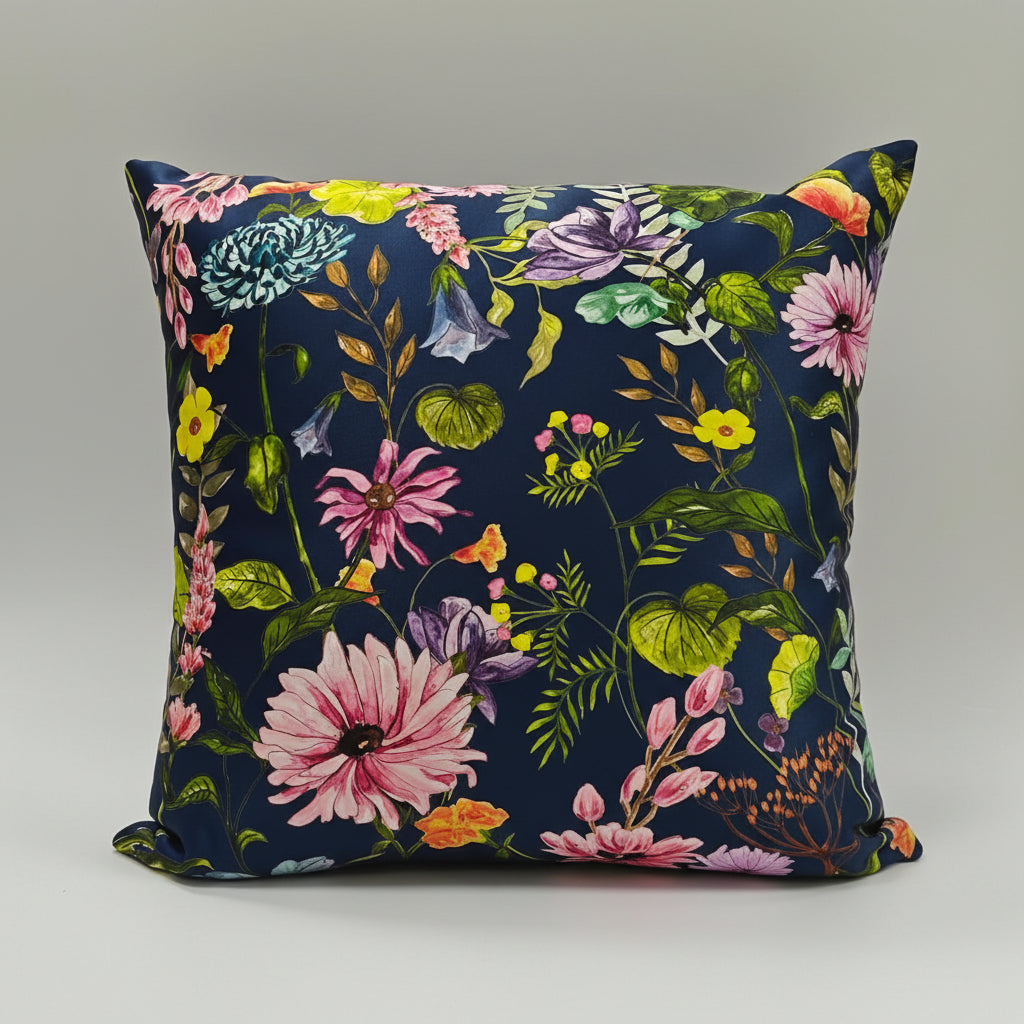 Blue Floral Cushion Cover