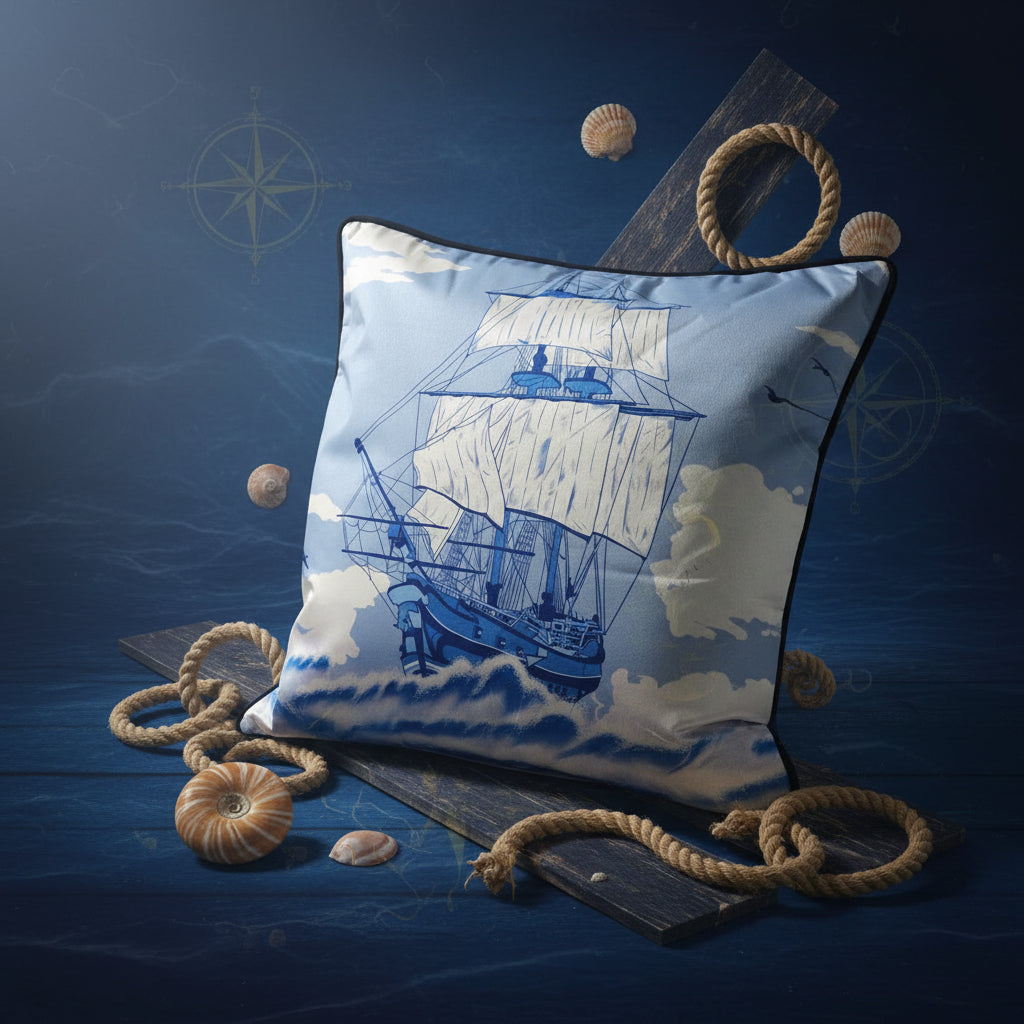 Blue Boat Cushion cover