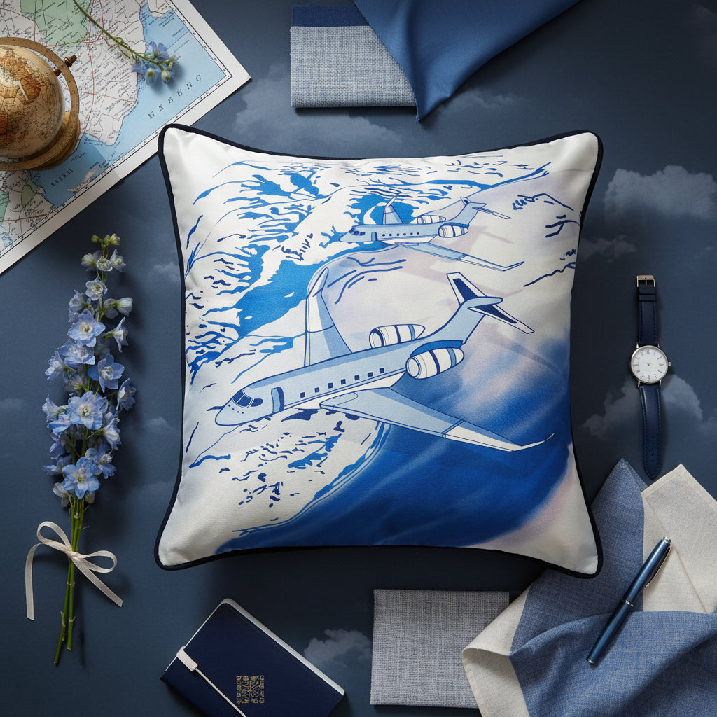 Blue Aeroplane Cushion Cover