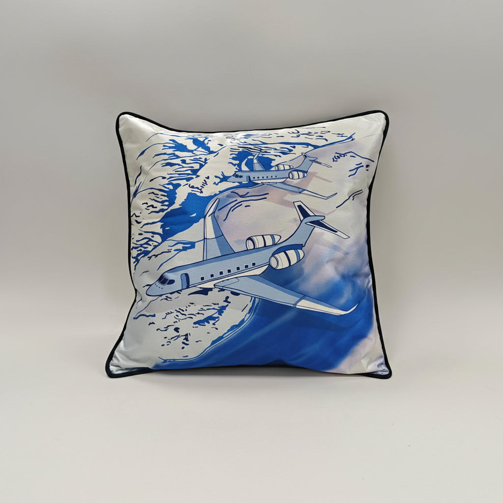 Blue Aeroplane Cushion Cover