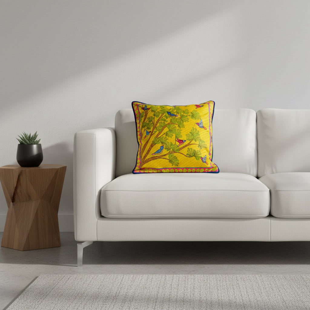 Yellow Bird Cushion Cover