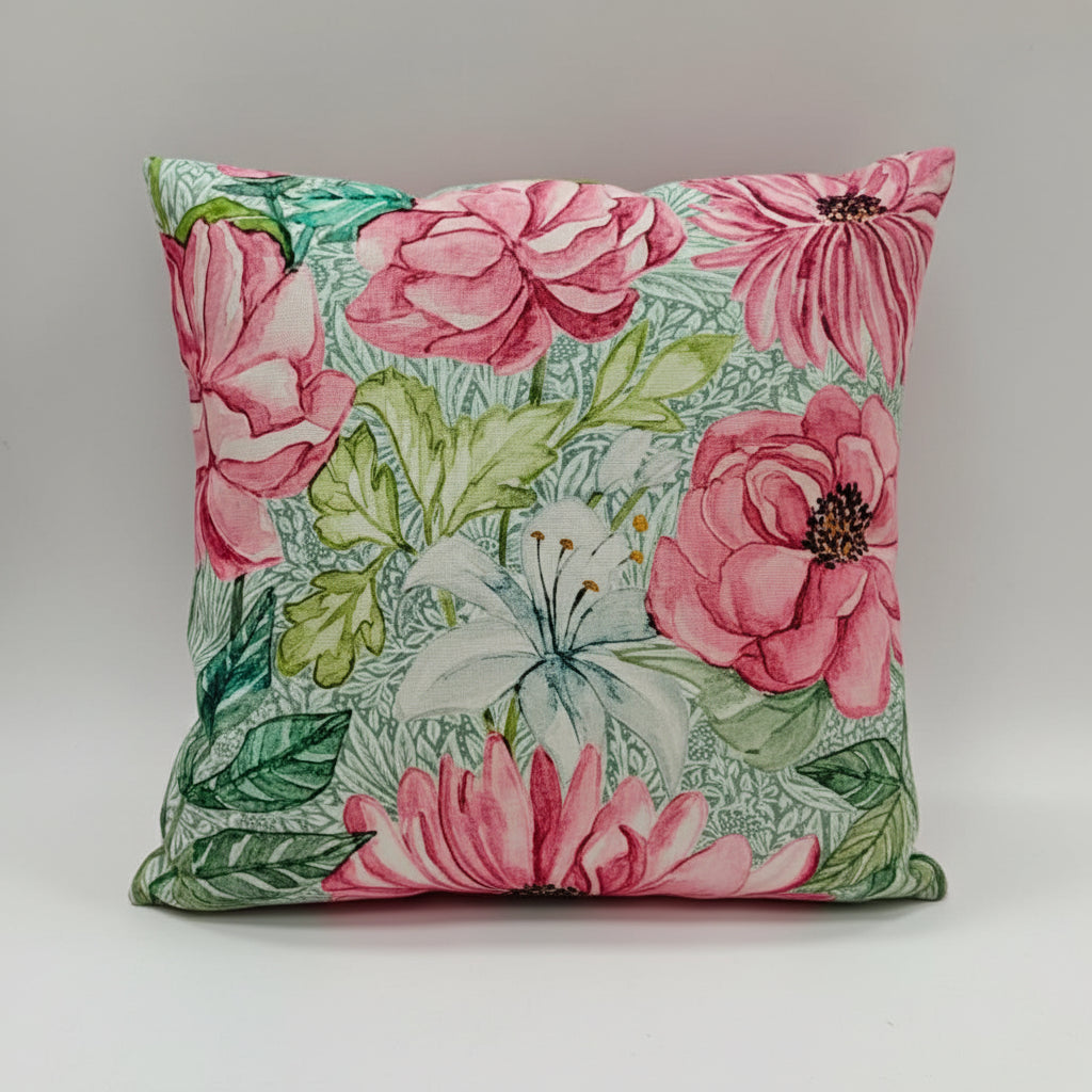 Blue Watercolour Floral Cushion Cover