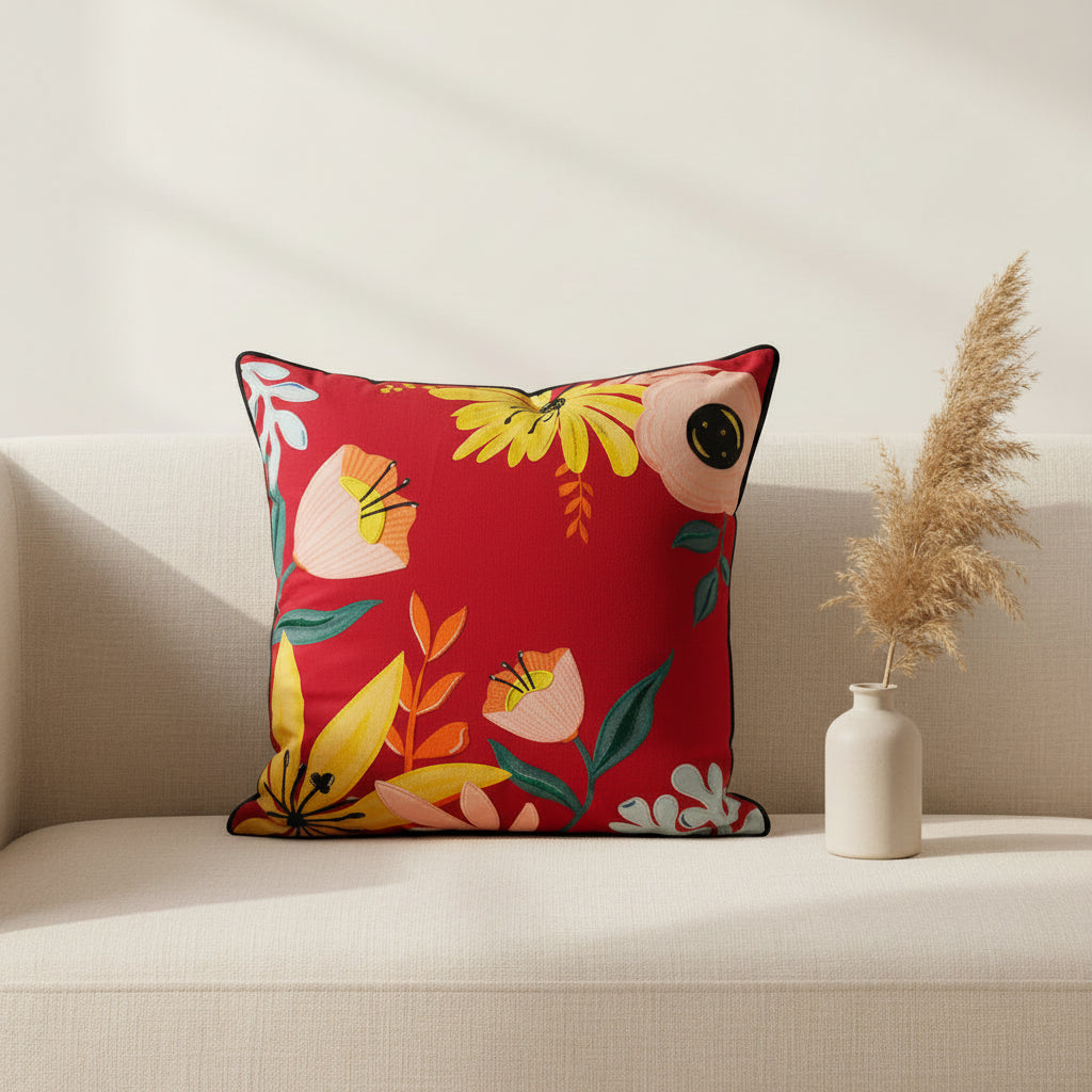 Bold Flora Velvet Cushion