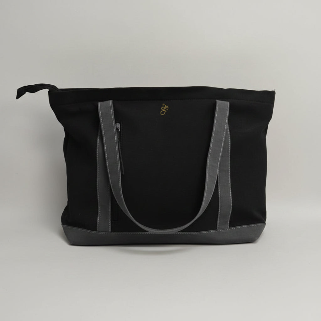 Camera Bear Grey Large Tote Bag