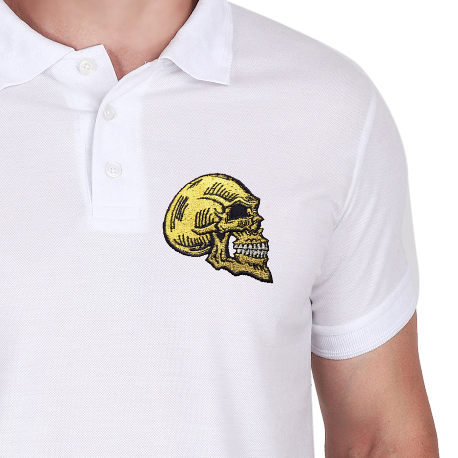 Embroidered T-Shirt - Golden Skull