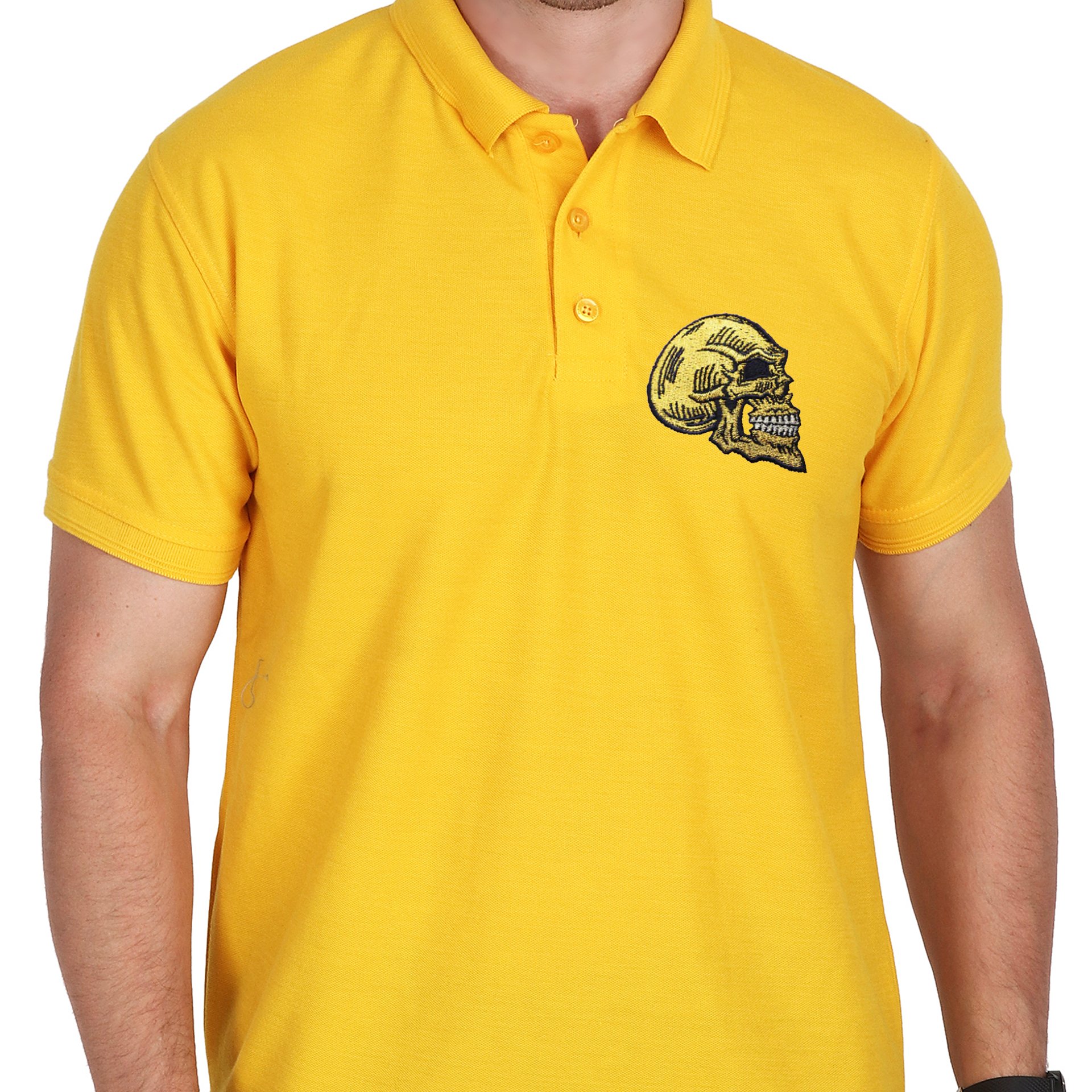 Embroidered T-Shirt - Golden Skull