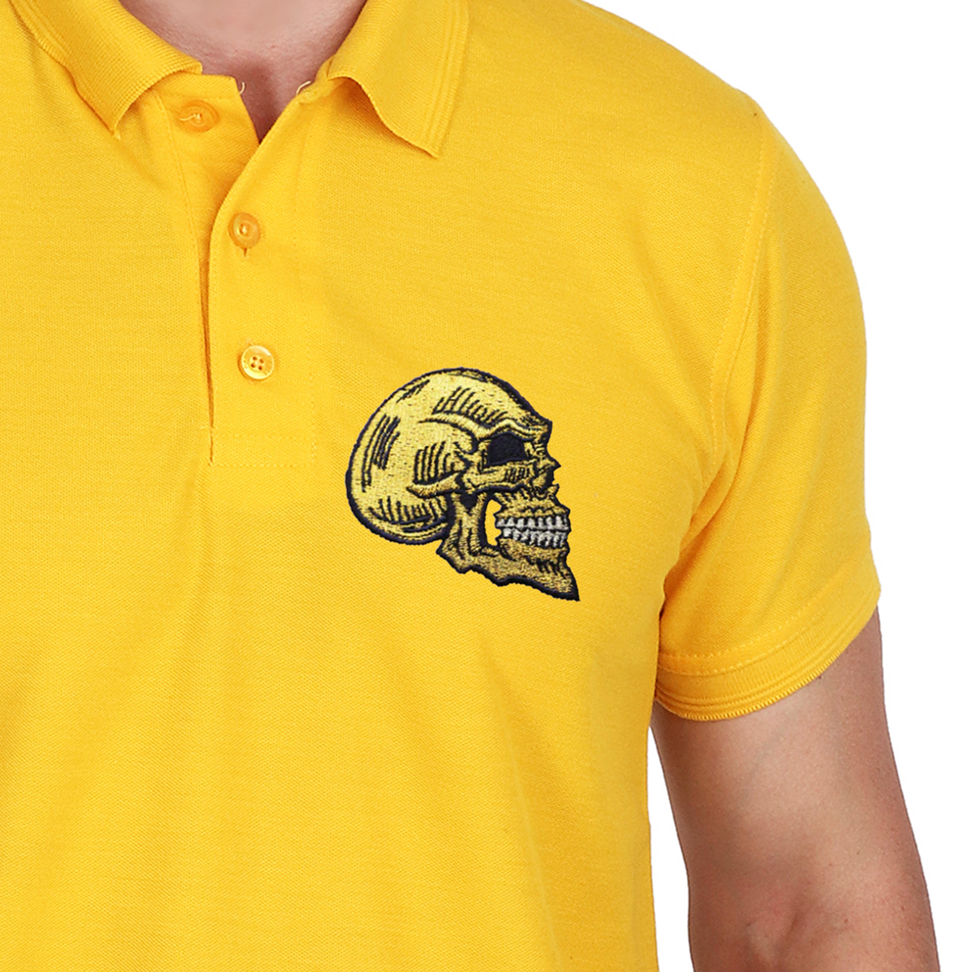 Embroidered T-Shirt - Golden Skull