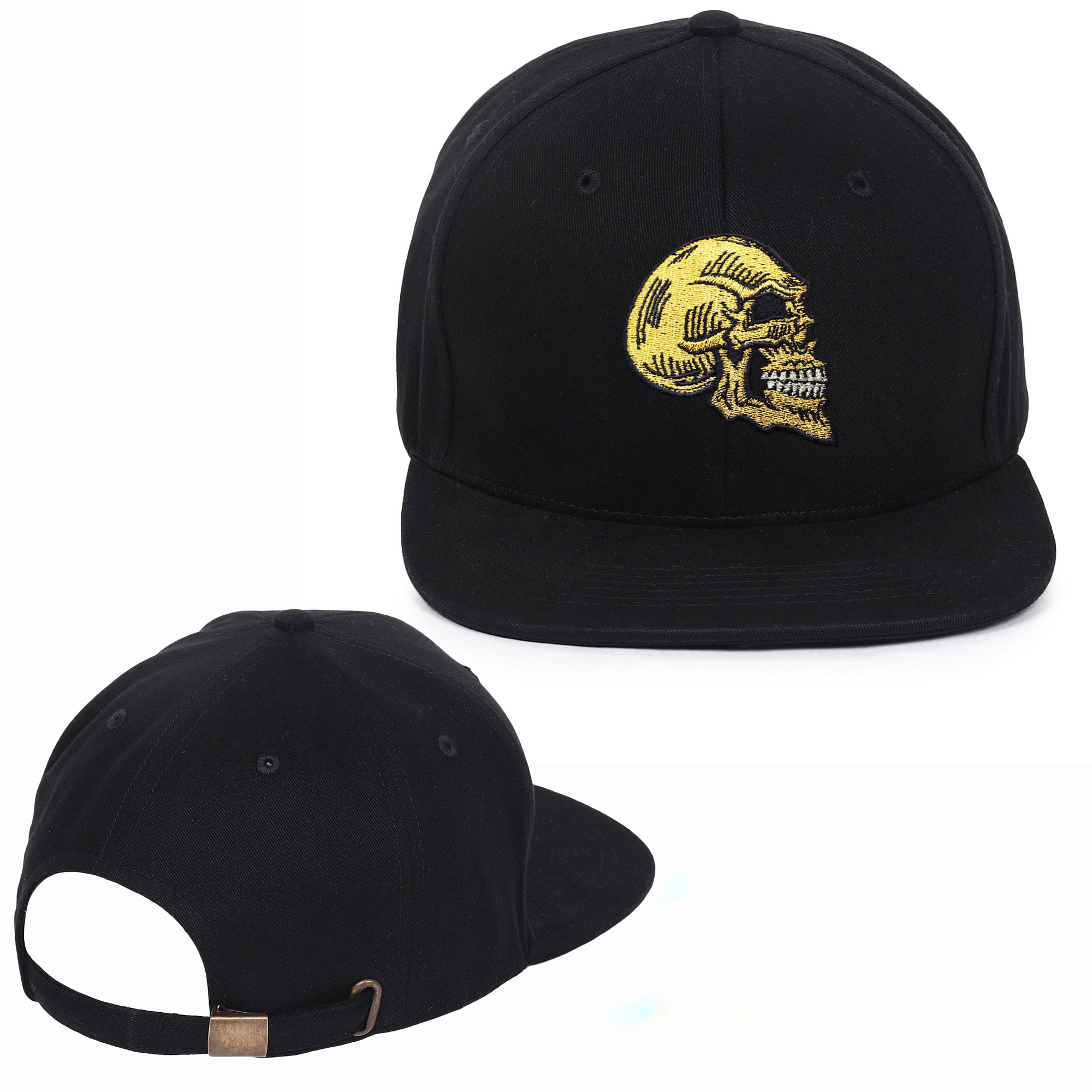 Golden Skull Embroidered Hip Hop Caps