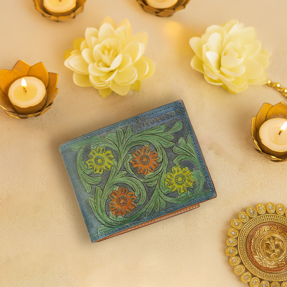 Leather Carved Wallet X Leather Carved Card Holder X Ceramic Mug