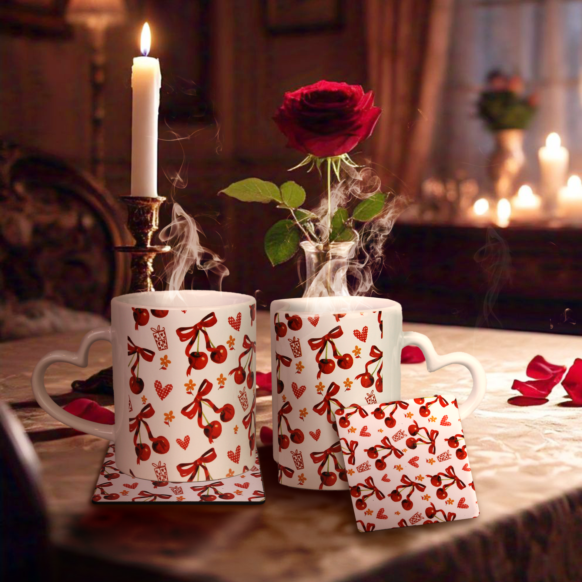 Heartfelt – Lover Mugs & Coaster Set