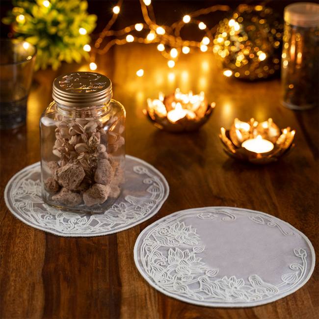 Embroidered Coaster - Lotus