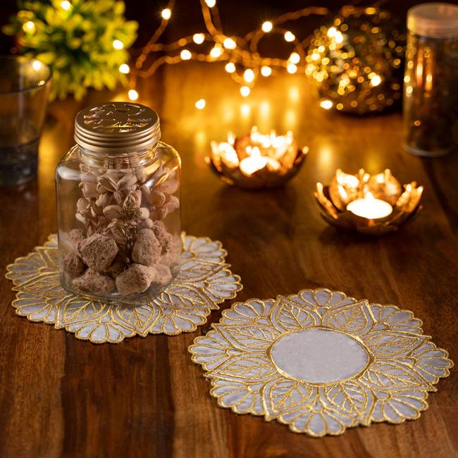 Embroidered Coasters - Lustre Dust