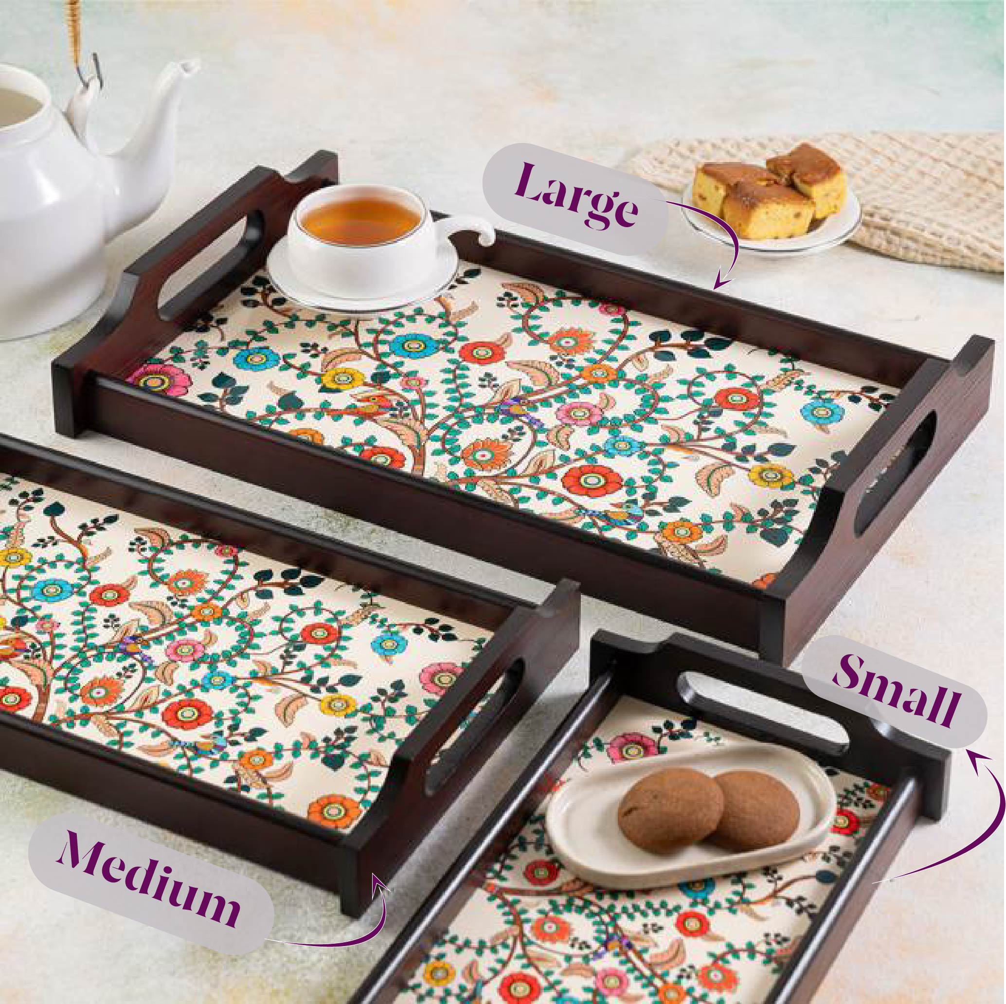 Wooden Trays - Madhubani Art