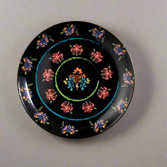 Decorative Wall Plate - Noir Floral Passion