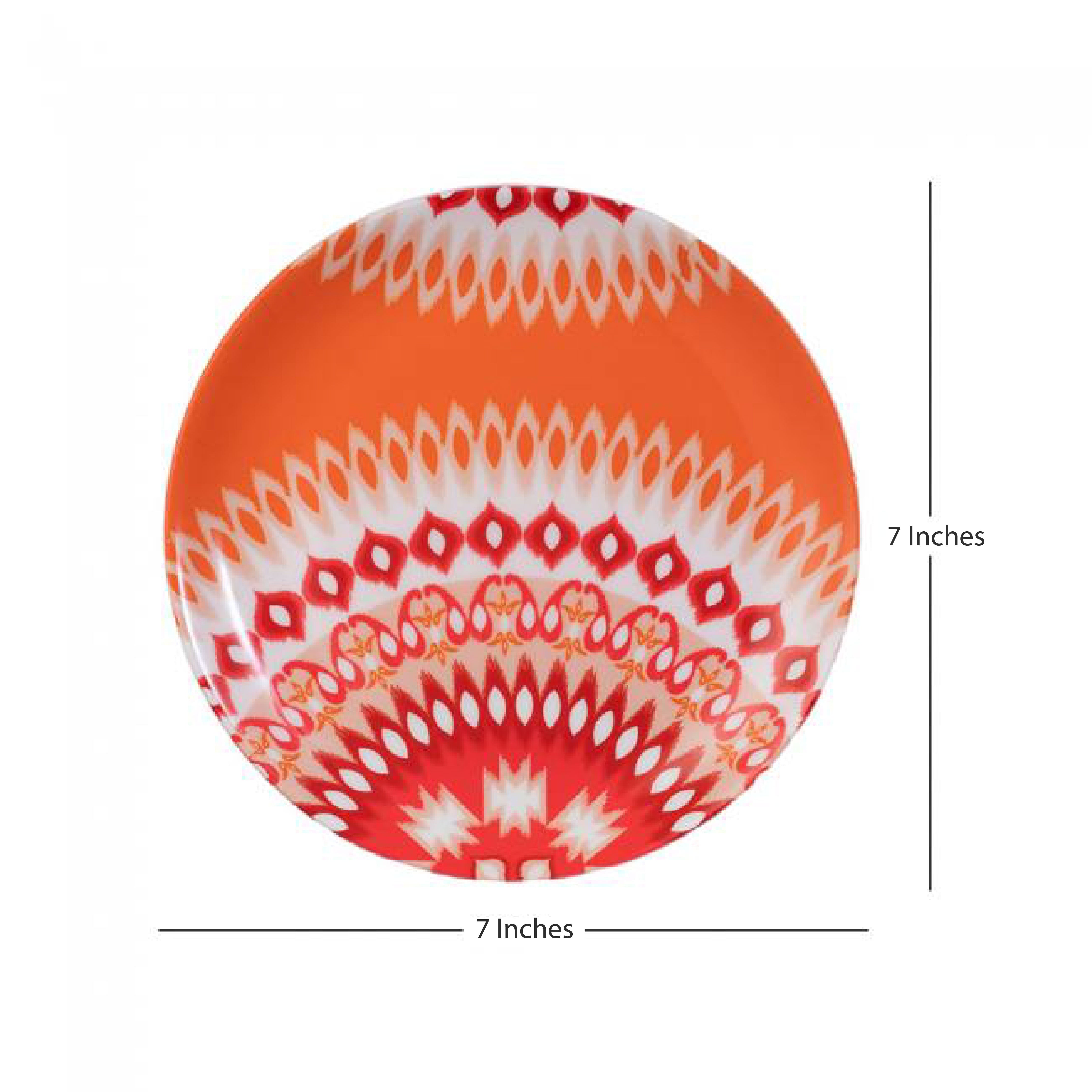 Decorative Wall Plate - Orange and Red Dazzling Ikat