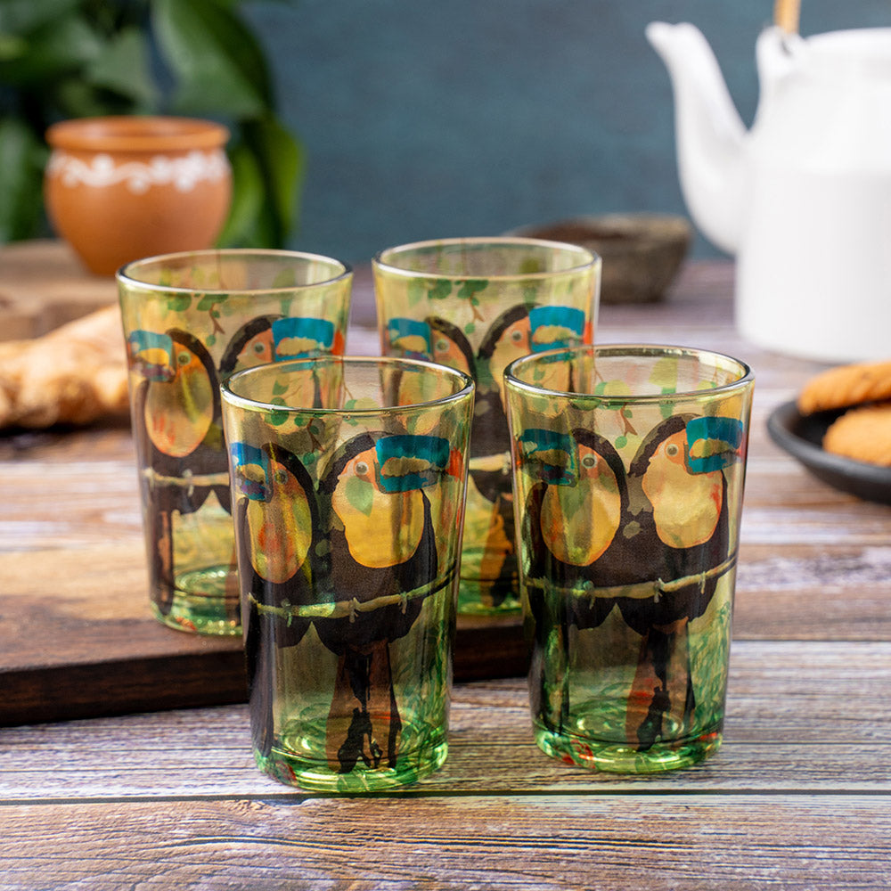 Chai Glasses -Tropical Rain Forest World Toucan
