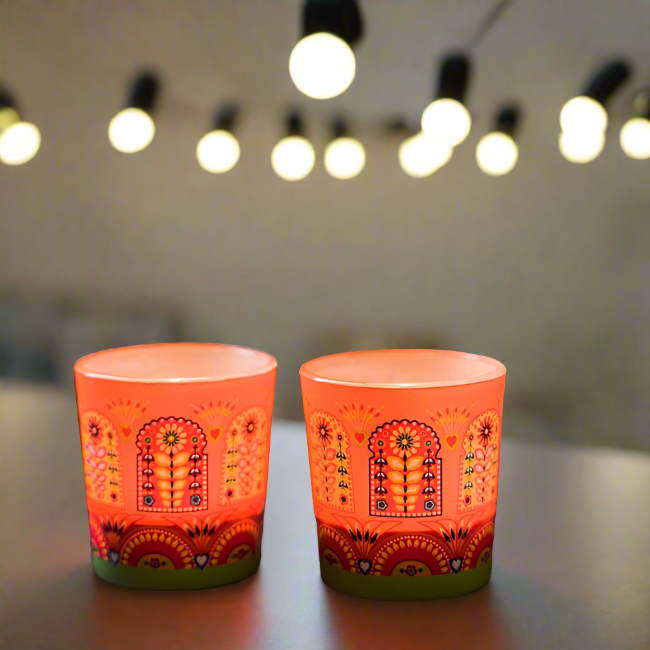 KOLOROBIA Truck Art Candle Votive | Votives for Gifting on House Warming | Birthday | Anniversary, (Set of 2)