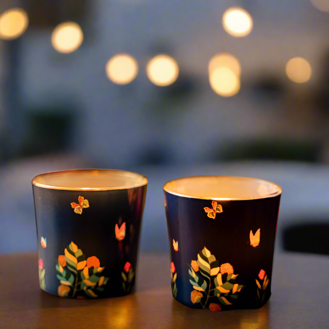 KOLOROBIA Vibrant Bliss Blue Candle Votives | Votives for Gifting on House Warming | Birthday | Anniversary | (Set of 2)
