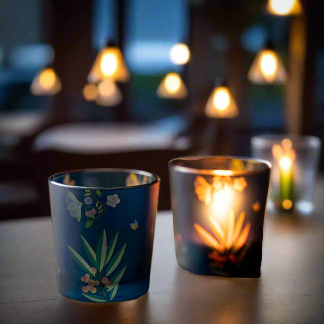 KOLOROBIA Vibrant Bliss Blue Candle Votives | Votives for Gifting on House Warming | Birthday | Anniversary | (Set of 2)