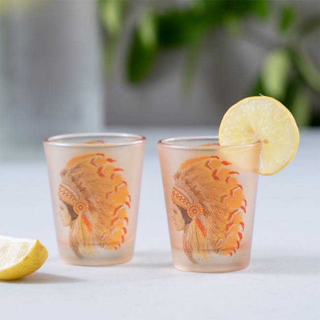 Frosted Shot Glasses - Red Indian Female