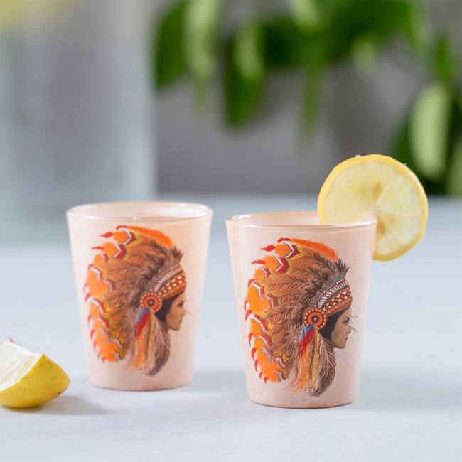 Glass Shot Glasses - Red Indian Female