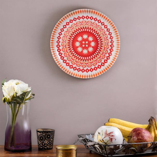 Decorative Wall Plate - White Dazzling Ikat