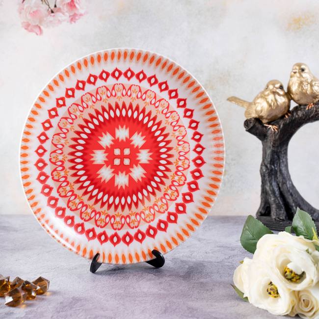 Decorative Wall Plate - White Dazzling Ikat