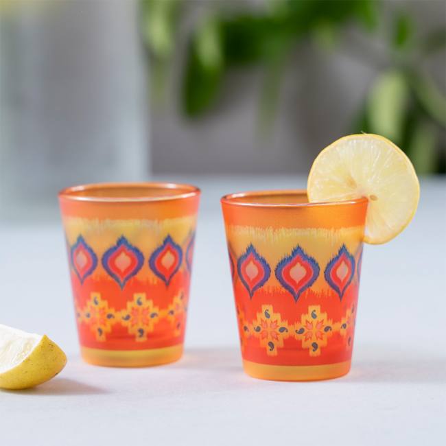 Frosted Shot Glasses - Dazzling Ikat