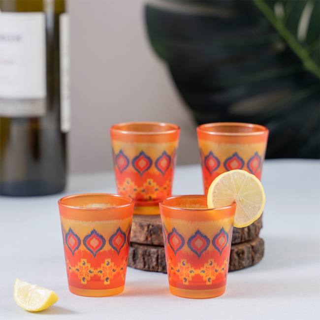 Frosted Shot Glasses - Dazzling Ikat